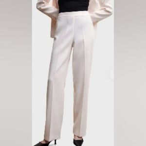 Mango Tailored Off-White Wide-Leg Trousers